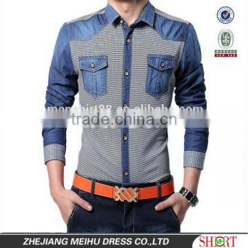 Discount Cotton Men Jeans Shirt Men Casual Shirt Slim Fit Long-Sleeves Denim Clothing