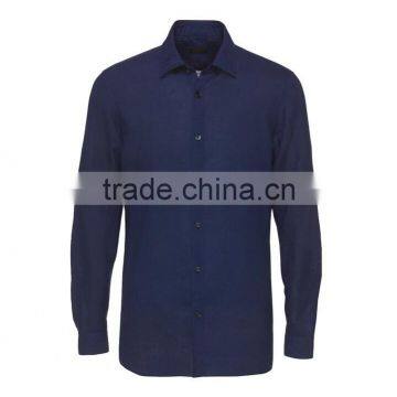 High quality men's pure color washed cowboy cotton casual long-sleeved shirt