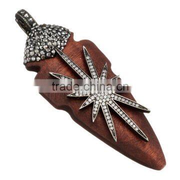 New black color original wood pendants with Rhinestone mixed