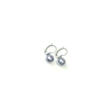Pearl Hematite Bead Burnish Silver Earring Set