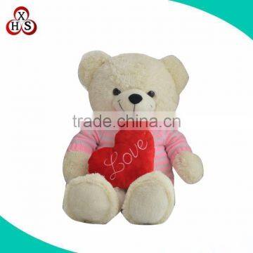 custom cute stuffed teddy plush white teddy bear with red heart