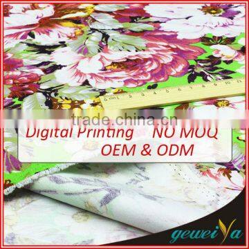 Customize Flower Digital Printed Cotton Denim Fabric