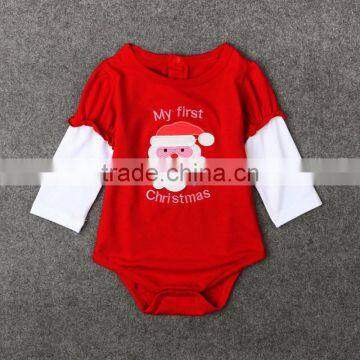 Baby clothing wholesale china newborn baby girl red stretch christmas romper festival onesie