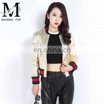 Stylish Garment Fashion Gold Coats Wholesale Short Leather Coats Women