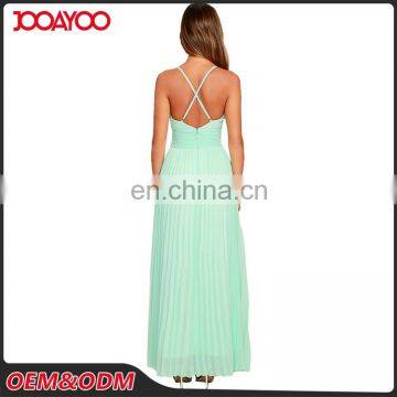 New Summer Casual Women Long Halter Slip Dress Chiffon New Style Sexy Pleat Maxi Dress photo-5