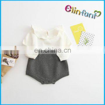 2017 Wholesale Hot Spring Fashion Baby Cotton Knit Wool Romper gray