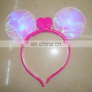 cheap party plastic LED flashing lighted Mouse ear headband PH-0065