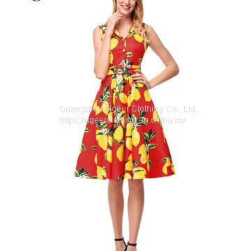 Vintage Sleeveless Printed Floral A-line Midi Dress photo-3