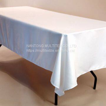 White Polyester plain visa rectangle table cloth for banquet and wedding events