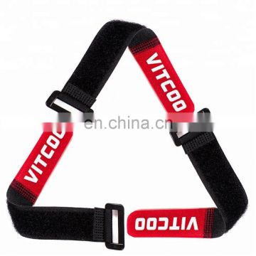 High quality adjustable hook loop strap strip belt fastener with buckle logo