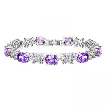 Guangzhou Kashiman jewelry Purple crystal platinum bracelet manufacturer direct copper - plated rhodium