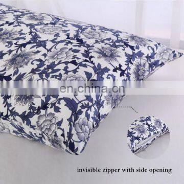 16mm 20*30 Inch Printed Satin Double Side 100% Pure Silk Pillow Case 100% Mulberry With Invisible Zipper For Home Hotel Decor photo-2