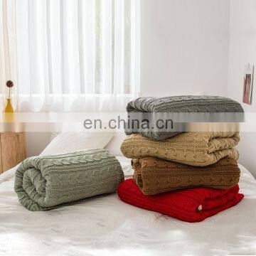 China Factory Supplier New Design Solid Color 2 Layers Acrylic and Wool Sherpa Winter Traveling Blanket With Competitive Price photo-7