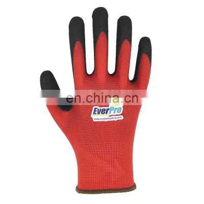 Comfortable Breathable Cotton Coated Wrinkles Latex Safety Work Industrial Gloves Knit Wrist Cuff