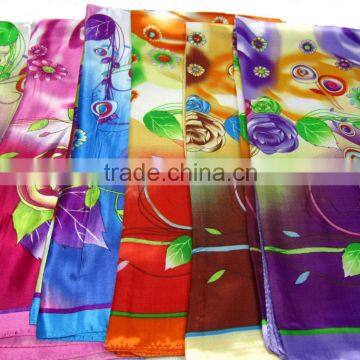 SJ003 clearance sale New arrival printed flower satin 1*1m muslim square scarf