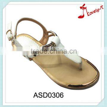 2016 new latest fashion design lady simple buckle strap flat ankle sandals