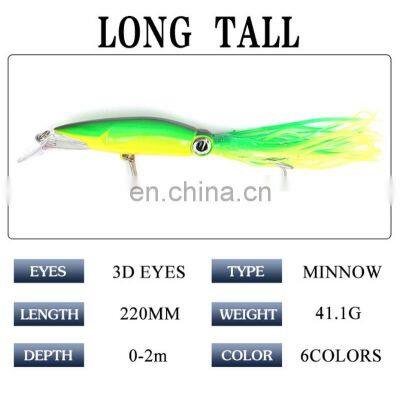 22cm 41g Artificial Life-Like Hard Plastic Bait With Rubber Skirts Sea Fishing Lure Squid Octopus Minnow photo-2
