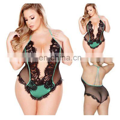 Ldjx-l98 Lady Plus Size Lingerie Sexy Underwear For Women Fat Girl Lace Lingerie Sexy Perspective Hollow Out Siamese Lingerie