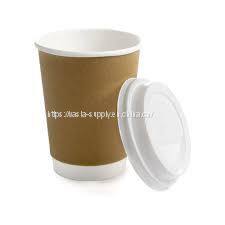 Double wall compostable disposable coffee paper hot cups 12 oz with lids