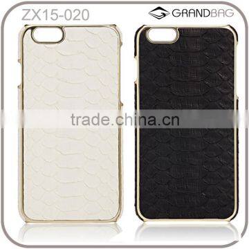 Luxury exotic real python skin case for iphone 6 with gold tone frame case