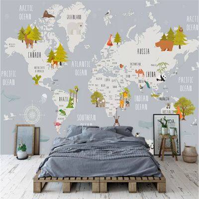 Custom 3D Modern Fresh Cartoon Sports World Map Background Mural Wallpaper for Kids Room Custom Children School Decor Wall Paper Drop Ship photo-5