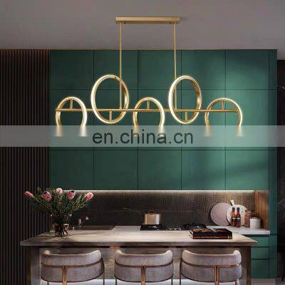 Post Modern Minimalist Restaurant LED Chandelier Luxury Pendant Lamp Simple Bar Counter Ring Chandelier