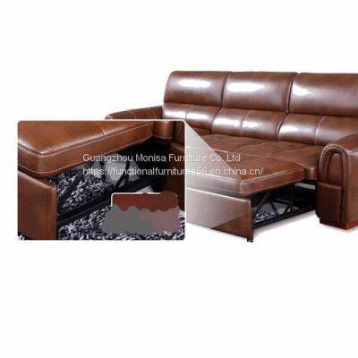 Folding Sofa Bed Modern Minimalist Functional Corner Combination Leather Art Living Room Furniture Storage Sofa Bed photo-4