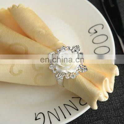 In Stock White Plastic Metal Ring Flower Plant Napkin Ring For Wedding Festival Decor Wholesale photo-5