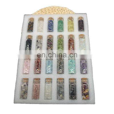 Natural Crystal Quartz Chips Kit Spiritual Healing Jewelry Bottles Gemstone Bottle With Reki Healing Crystal Chips Bottles Sets