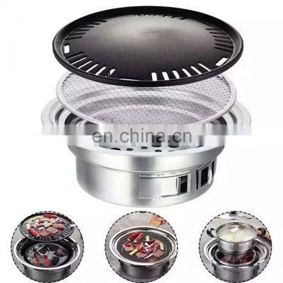 Stainless Steel Outdoor Party Stove With Tool Set Charcoal Korean Bbq Grill