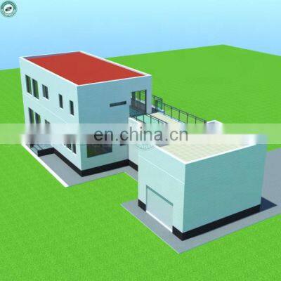 378sqm 2 Storey 3 Bedroom Luxury Prefabricated House PU Cladded Prefab Villa With 2 Garages & Large Balcony