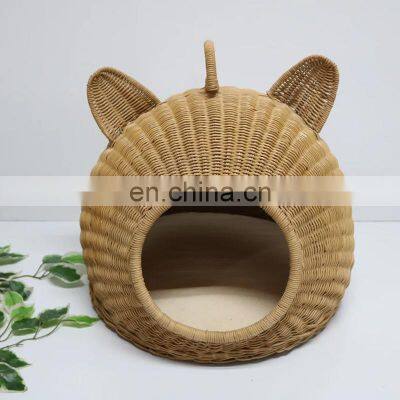 Hot Sale Handcrafted rattan cat house & Dog Bed pet house puppy handles and portable Wholesale made in Vietnam