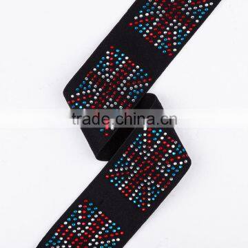 Good Quality Rhinestones Wide Garment Decorative Elastic Band Wholesale