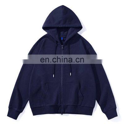 Heavyweight Men Streetwear Hoodies Full Zip High Quality Sweatshirts Custom Blank Cotton Oversized Hoodie Unisex photo-4