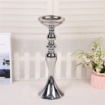 Luxury Silver Metal Flower Vase Set Candles Holder for Table Wedding Dinning and Party photo-4