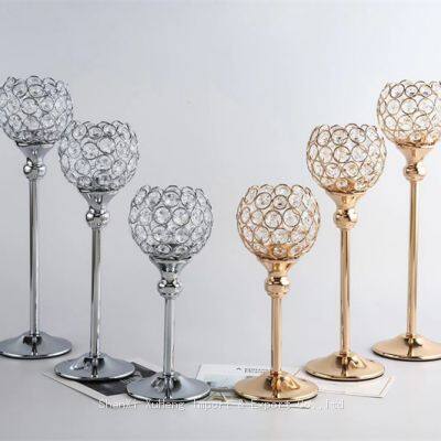 Crystal Tealight Candle Holders Metal Candlesticks Wedding Table Centerpiece Party Christmas Home Decoration