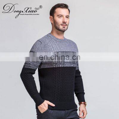 Custom Jacquard Knit Men's Winter Crew Neck Merino Wool Pullover Sweater photo-5