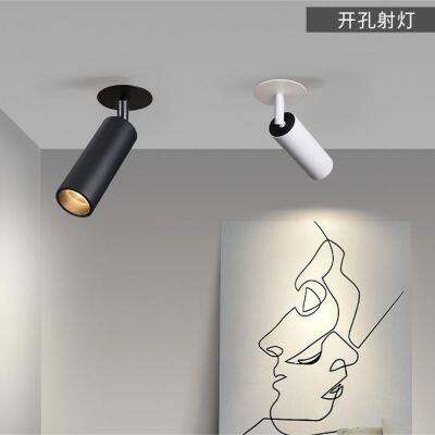 Opened track embedded shaking head ceiling tube lamp stretching 360 cylindrical guide rail LED spotlight