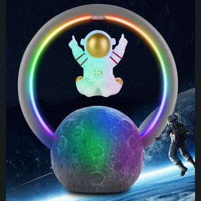 Hot Rechargeable Magnetic Levitation Atmosphere Lamp Wireless Speaker Floating Astronaut Decor Led Night Light  Astronaut Light