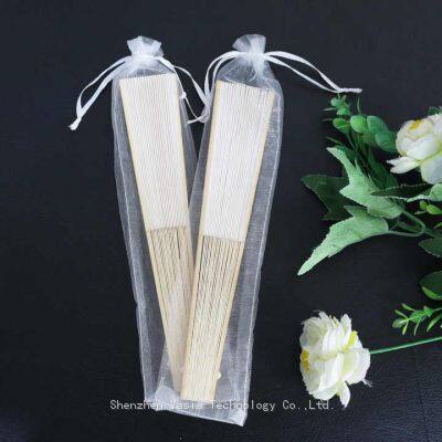 Organza Bag Packing Customized Folding Hand Fan for Wedding Promotion Event Folding Hand Fan