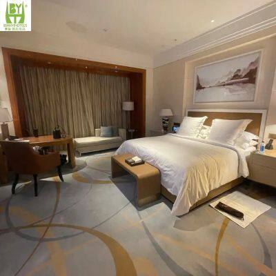 Solid Wood Bed Factory Wholesale Price Hotel Apartment Bedroom Furniture Set King Size Solid Wood Double Bed