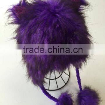 Faux fur hat earflap hat girl fashion winter hat