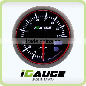 52mm 3 colors LED display auto gauge with warning and peak recall function Electrical Tachometer Gauge