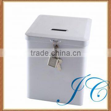 2015 Hot sale money saving metal tin box with lock for wholesale