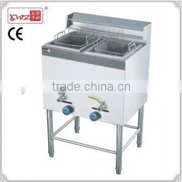 Hot sale commercial stainless steel 14*2L Vertical Two Tanks Two Sieves Gas Deep Fryer/Chip fryer/Chicken fryer