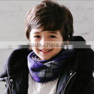 Wholesale Warm Acrylic Jacquard Checked Plaid Baby Boys Winter Scarf photo-2
