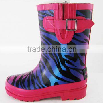 Red lepoard children rubber rain boots