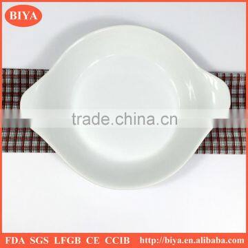 two size porcelain candy shape restaurant heating plate,hotel used ceramic baking plate, cheese baking plate