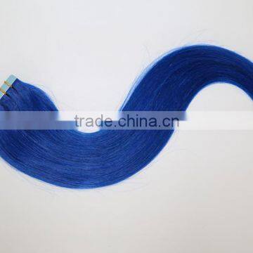 2016 Women Fashion Long Remy Straight Blue color 2.5g/pcs Tape Hair extensions