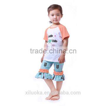 Girl boutique clothing shirt with short pants baby clothing sets girl clothe                        
                                                Quality Choice